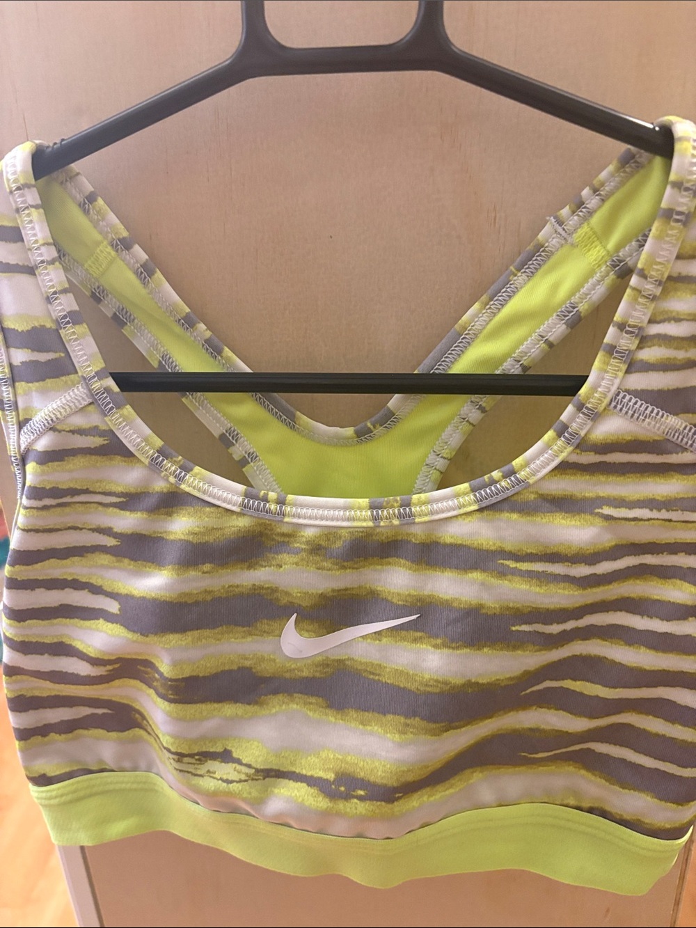 Nike Lime and Gray Zebra-Print Sports Bra